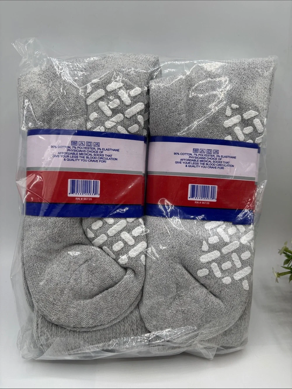 Diabetic Crew Socks - Loose Fit Top, Gray (6 Pack)